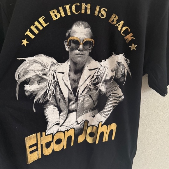 Elton John Black Gold B*h Is Back Tee M - Picture 4 of 8